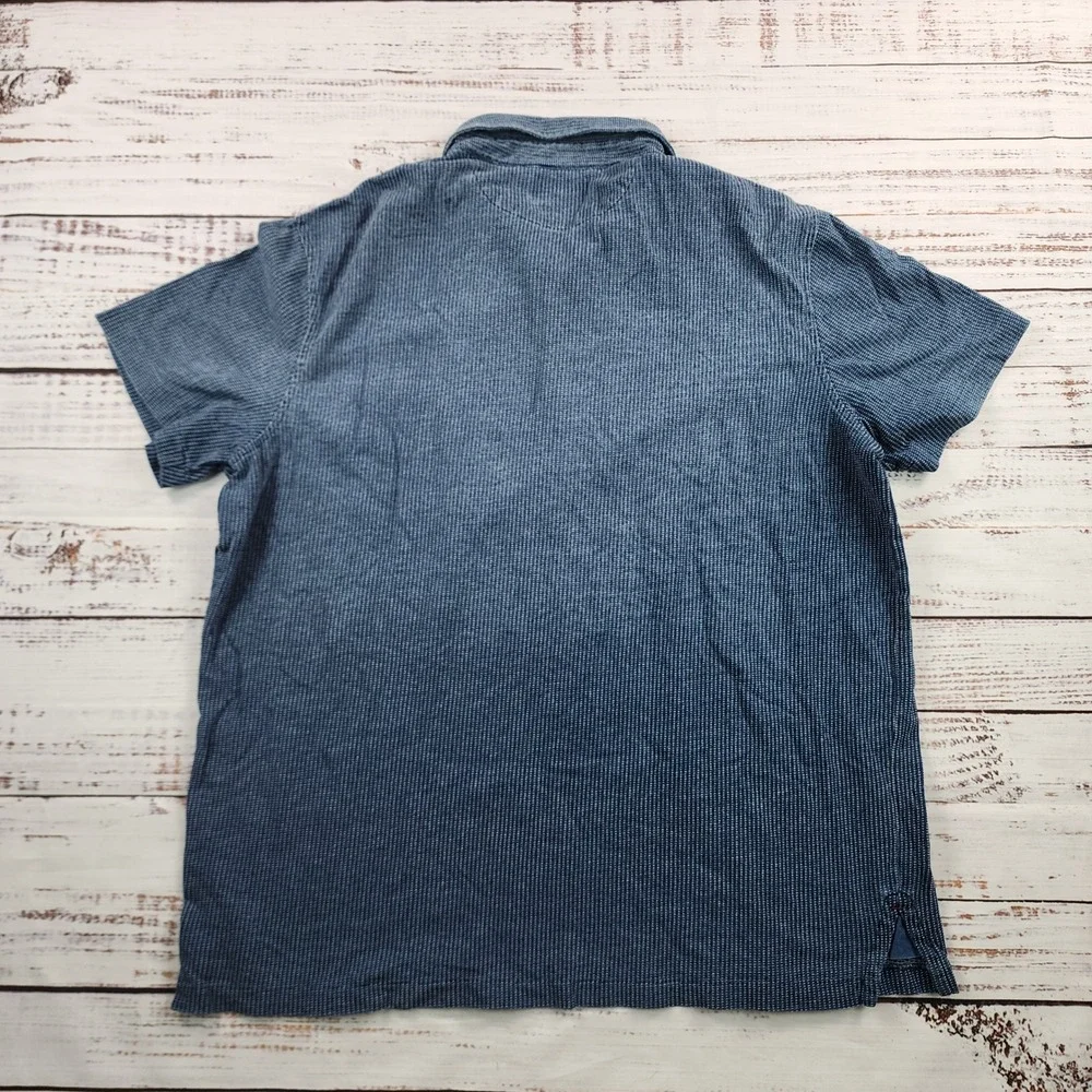 VTG Polo Ralph Lauren Indigo Blue Micro Stripe Pocket Polo Shirt Mens XXL Cotton